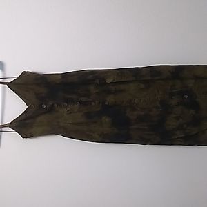 Tye dye print browns & black Love Tree in Women's medium. 55% linen 45% viscose